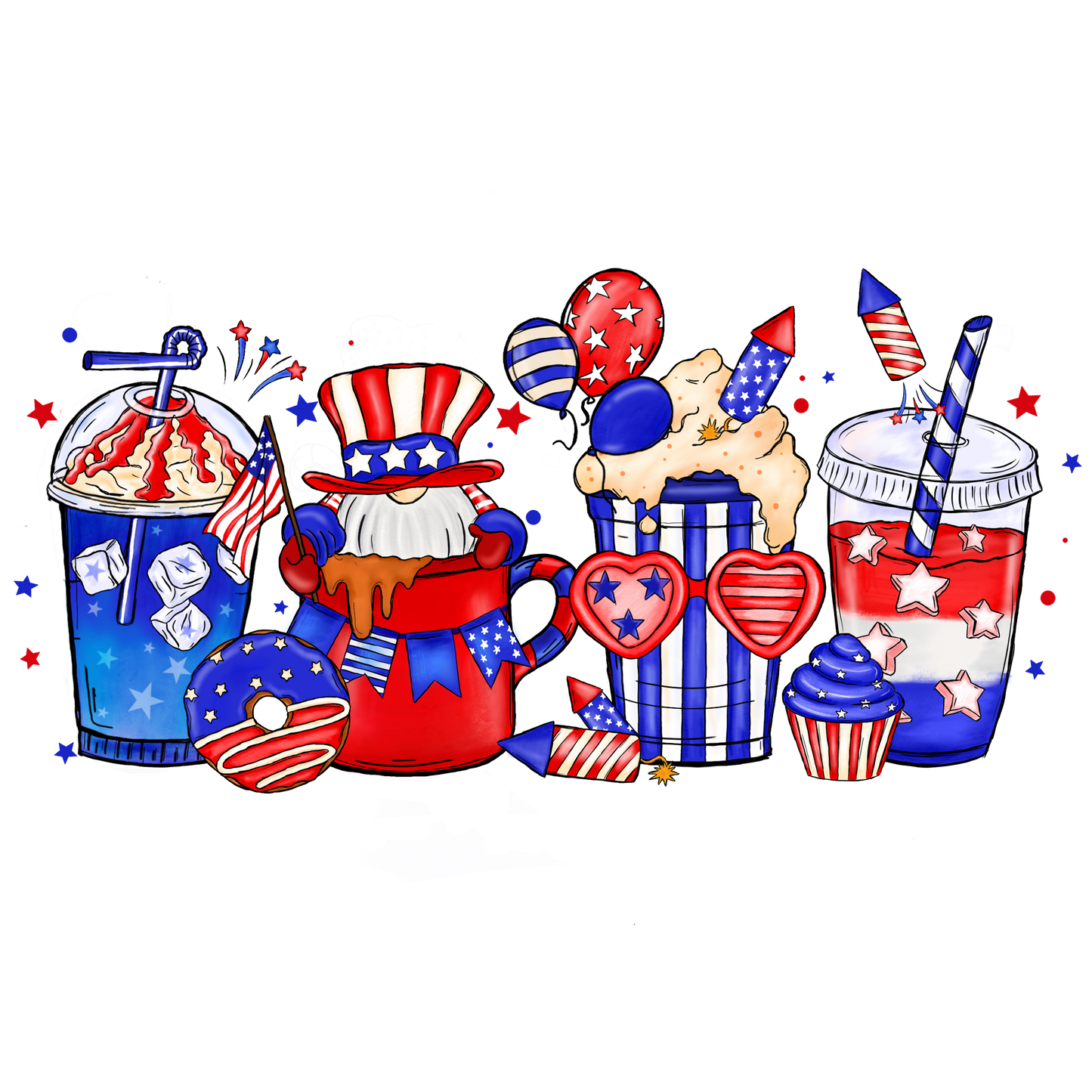 4th of July Cups Heat Transfer