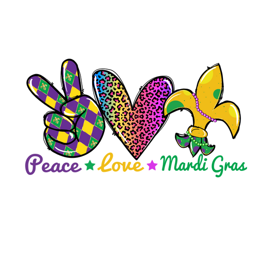 Peace Love Mardi Gras Heat Transfer