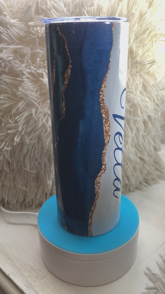 Blue and Gold Customized Tumbler